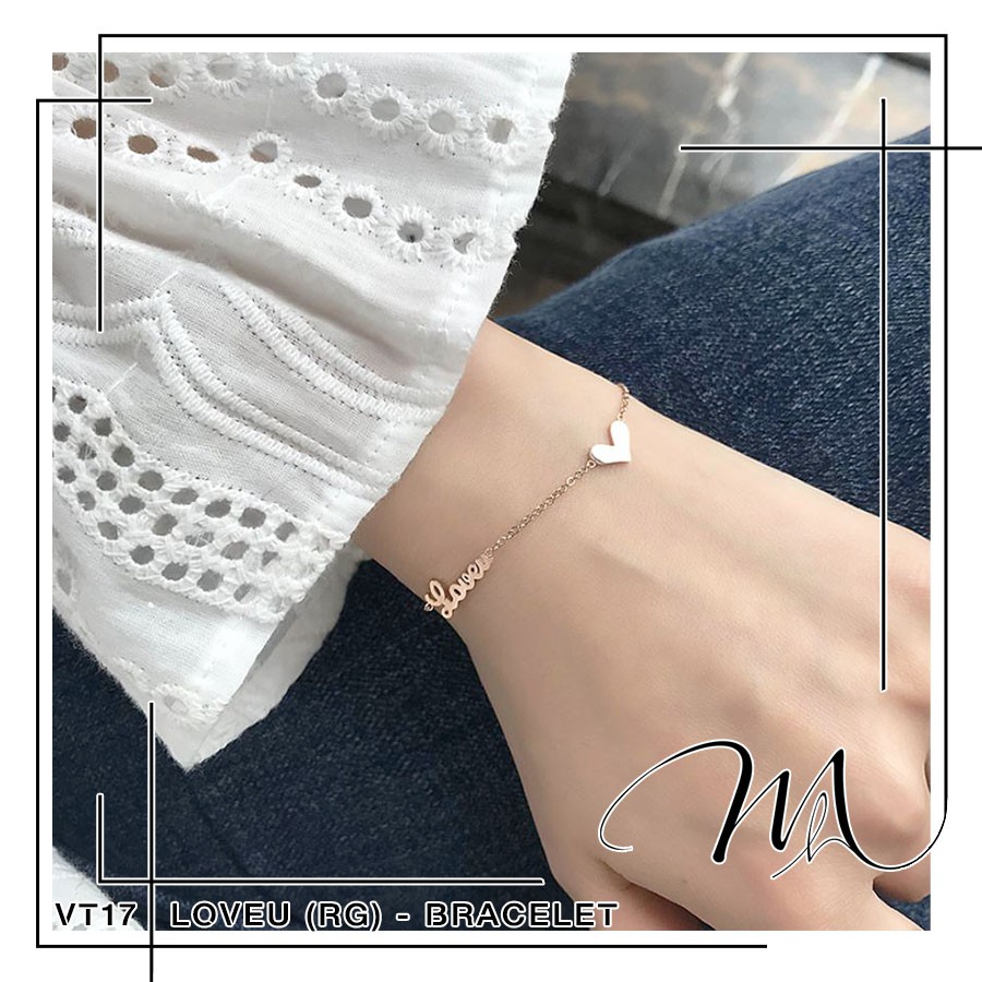 Lắc tay nữ Titan không gỉ hình trái tim Love You dễ thương - Măng’s House VT17