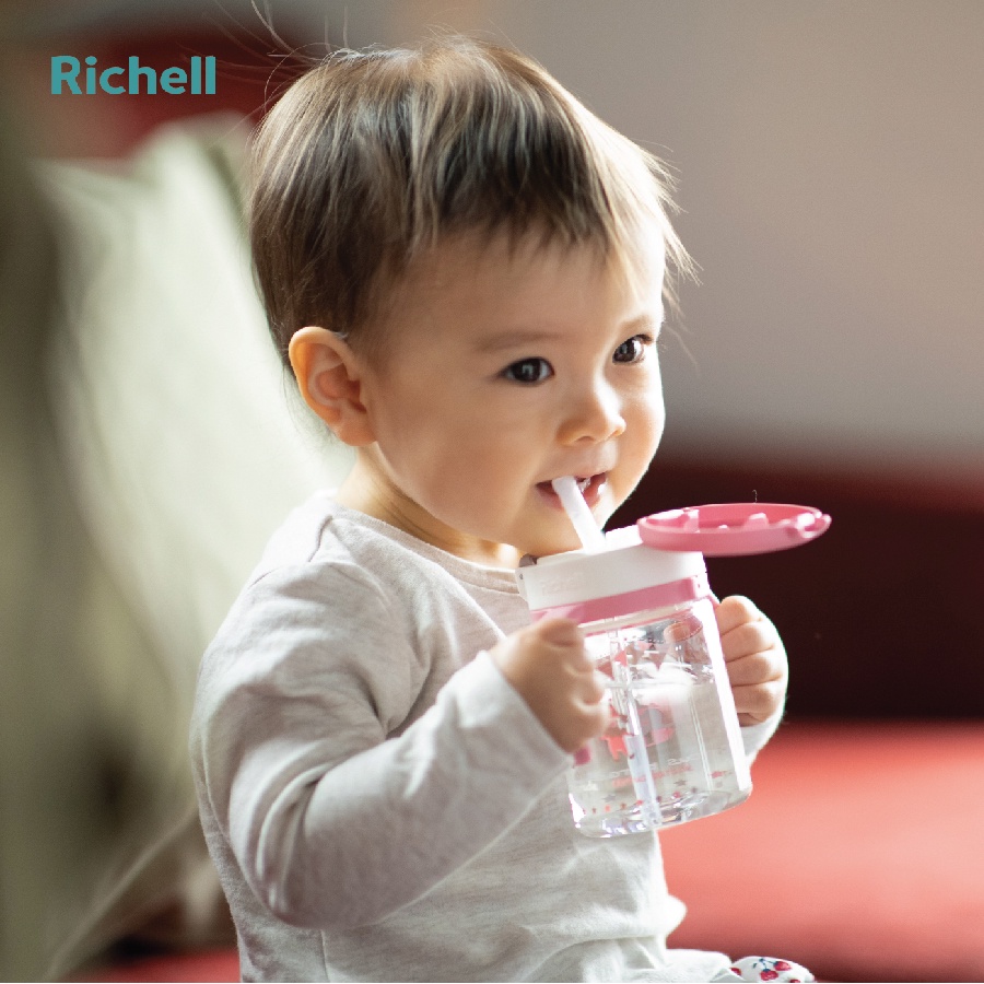 Bộ cốc tập uống và bình ống hút Richell 3 giai đoạn dành cho bé