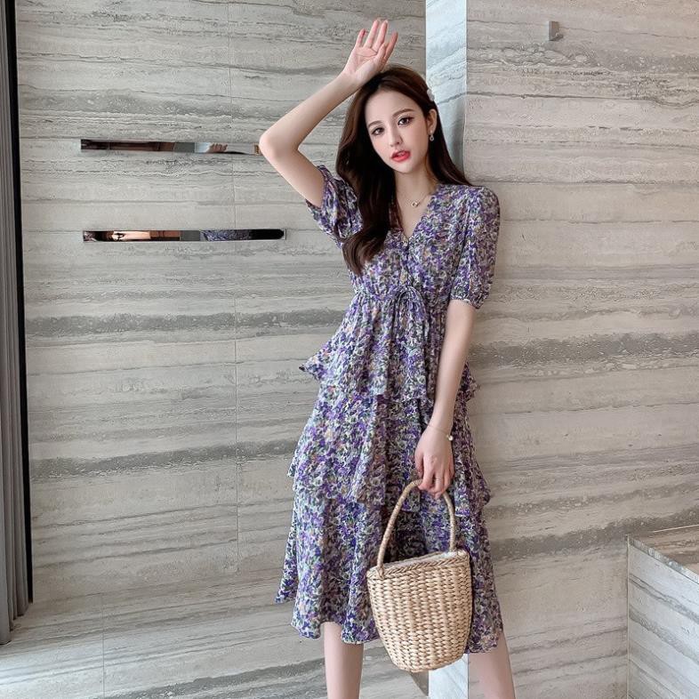 váy Xếp Tầng Tay Lỡ Hoa Nhí Tiểu Thư | BigBuy360 - bigbuy360.vn