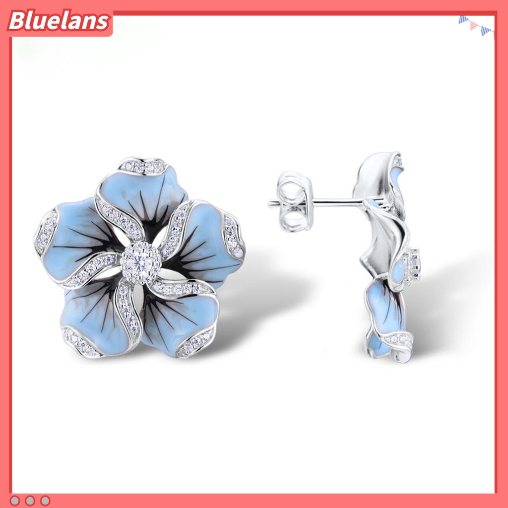 Bông Tai 48h Hình Hoa Bằng Hợp Kim Không Gây Dị Ứng Đính Đá Zircon