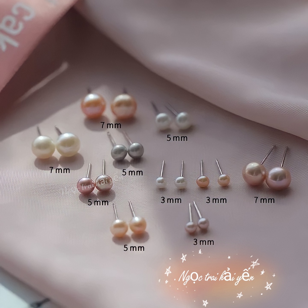 Khuyên tai bạc đính ngọc trai tự nhiên 5A