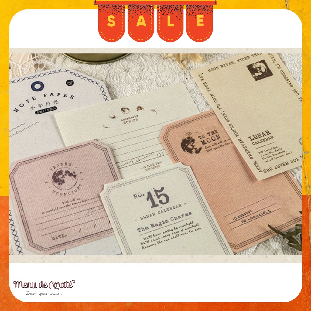 Bộ giấy note decor phong cách vintage TẶNG SET STICKER CHỮ SỐ ghi chú theo cách của bạn