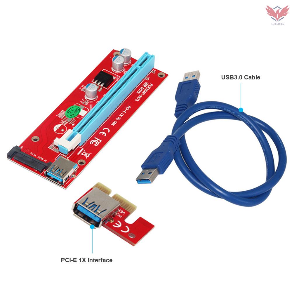 Card Mở Rộng Fir Ver007S 0.6m Pci-E 1x Sang 16x Kèm Cáp Usb 3.0 15pin Sata Chuyên Dụng Cho Máy Đào Bitcoin Mining Miner