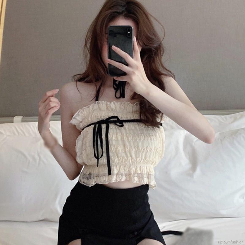Áo Ống Hai Dây Phối Ren Quyến Rũ Thời Trang Cho Nữ