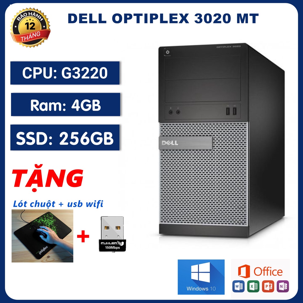 Máy Tính Để Bàn Dell Giá Rẻ ⚡️Freeship⚡️ PC Đồng Bộ Dell 3020 G3220/Ram 4GB/SSD 256GB -  BH 12 Tháng