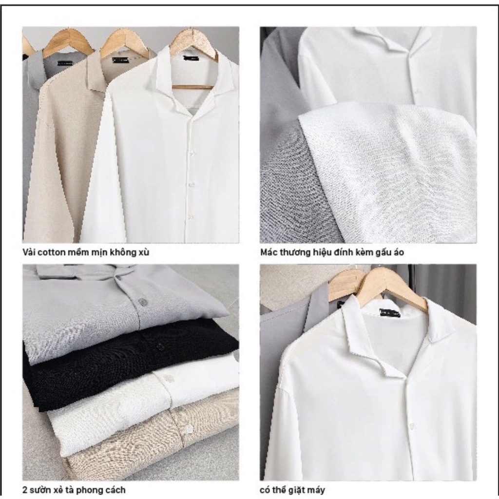 Áo sơ mi nam nữ Pijama Jiang Store - Áo sơ mi cổ vest Unisex dài tay chất mềm mịn