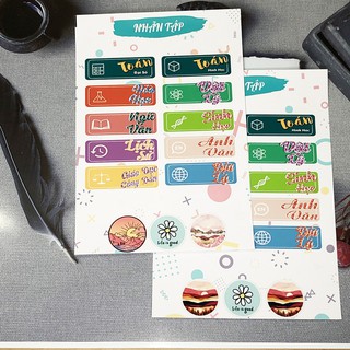 Sticker nhãn vở môn học 🌈𝑭𝒓𝒆𝒆𝒔𝒉𝒊𝒑 phân trang môn học, chống nước