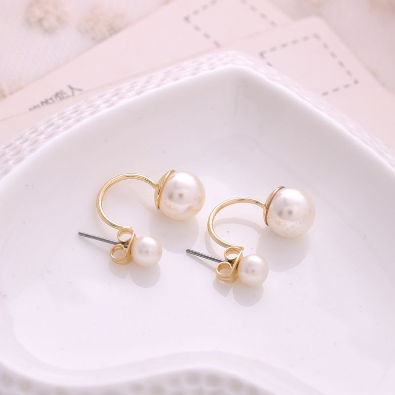 Khuyên tai nơ kết ngọc trai nhân tạo kiểu dáng đơn giản