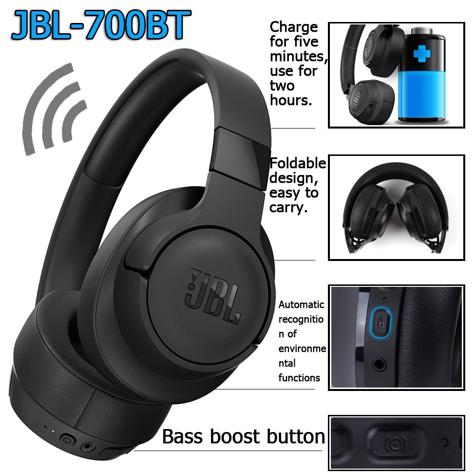 Jbl Tai Nghe Chụp Tai Bluetooth Có Micro 710BT / 700BT Giảm Tiếng Ồn Chất Lượng Cao