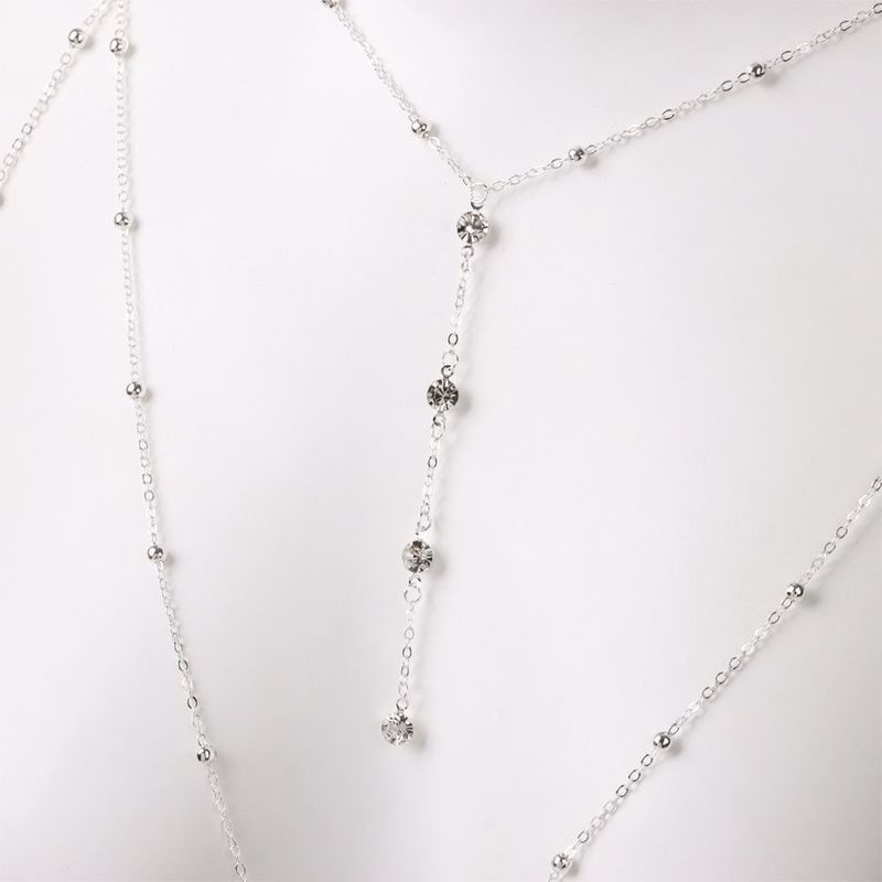 Dây chuyền đeo cơ thể, lắc eo body chain vòng đeo ngực dạng xích bằng kim loại đính đá lấp lánh trang trí bikini sexy
