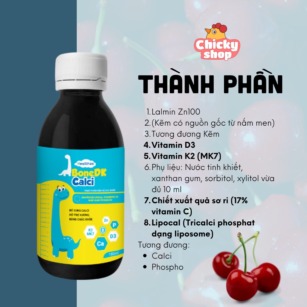 Vitamin D3K2MK7 cho bé BoneDK Calxi dạng siro 180ml