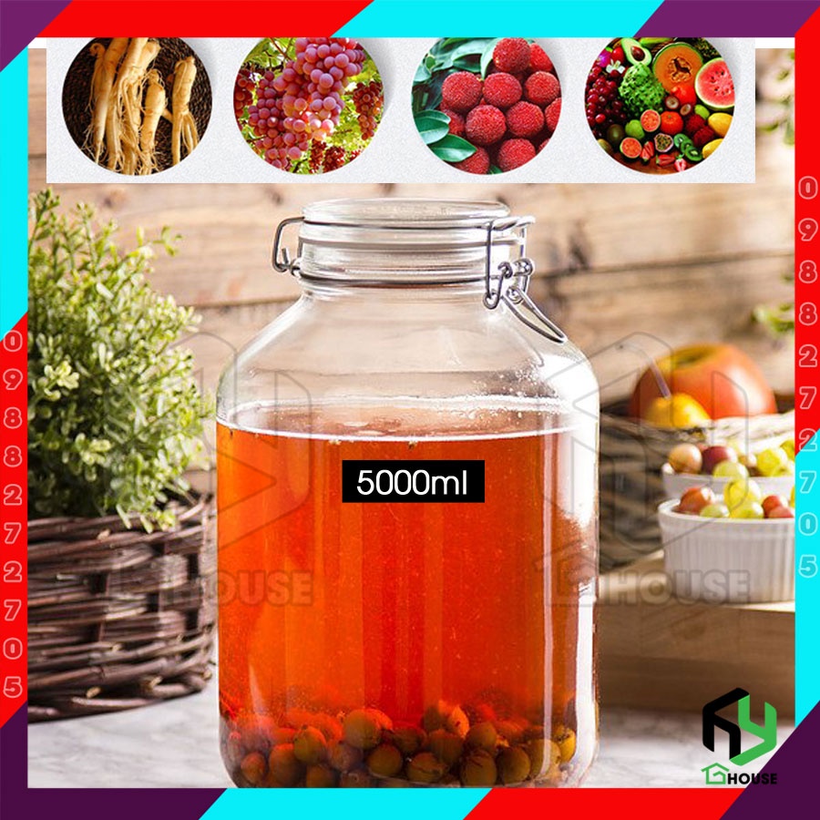 ITALY-Hũ thủy tinh lớn nắp cài FIDO - Bormioli Rocco - 5 lít - Siêu kín hơi - Glass jar with airtight lid