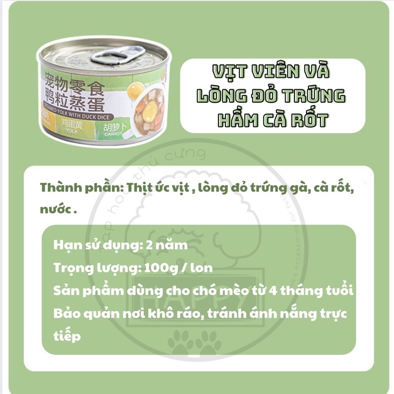 Thịt hầm rau củ đóng hộp cho thú cưng 100g / Thức ăn ướt đóng lon ăn liền cho chó mèo [Có sẵn] - Tạp Hoá Thú Cưng Happy