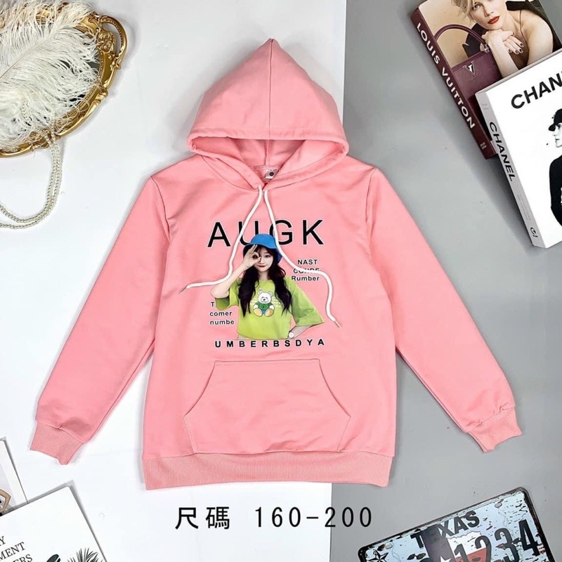 {20-35kg} Áo nỉ da cá kiểu hoodie cho bé gái size đại