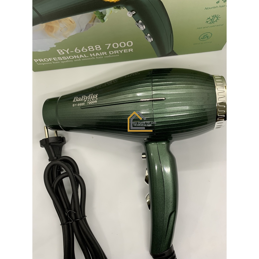 Máy sấy tóc , máy sấy tóc công suất lớn 2 chiều nóng lạnh BABYLISS 6688 7000W tặng kèm đầu thổi bảo hành 6 tháng