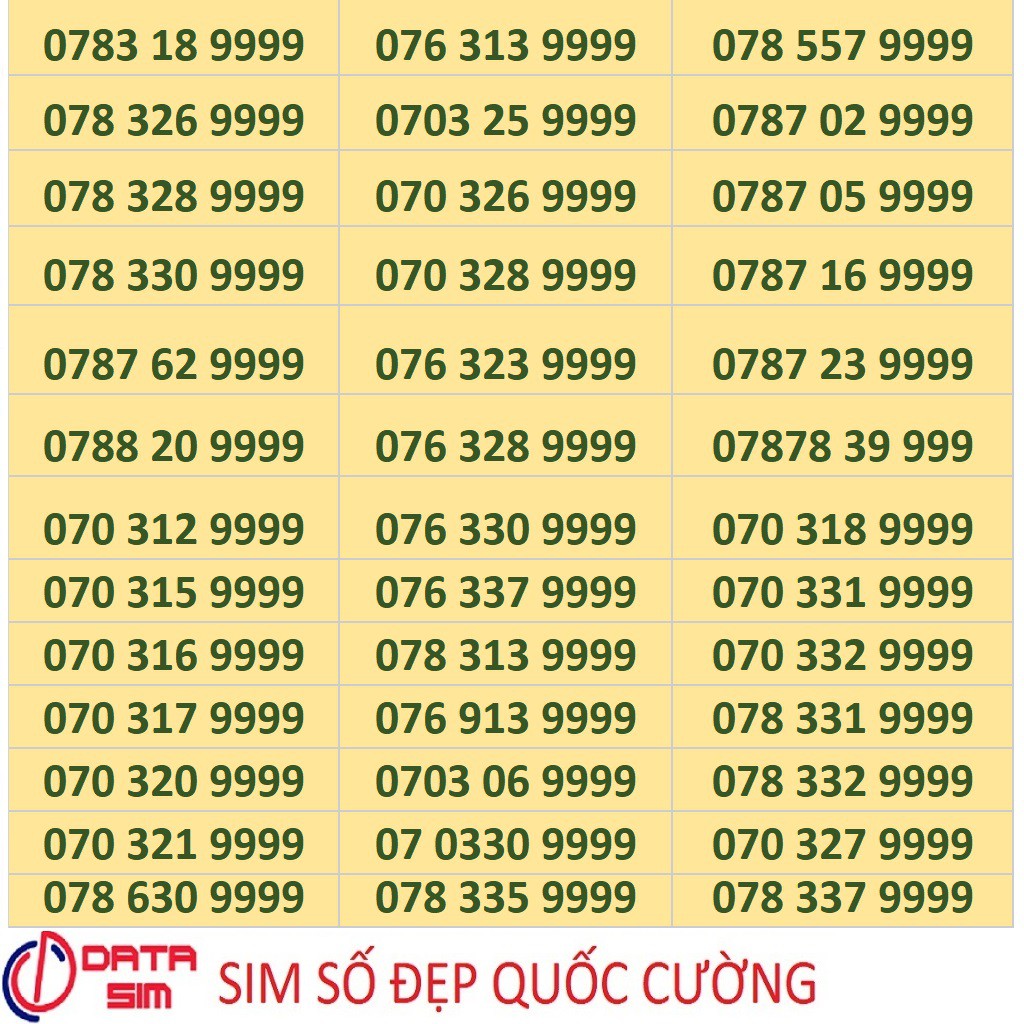 Sim số đẹp tứ quí 9999 trả trước mobifone