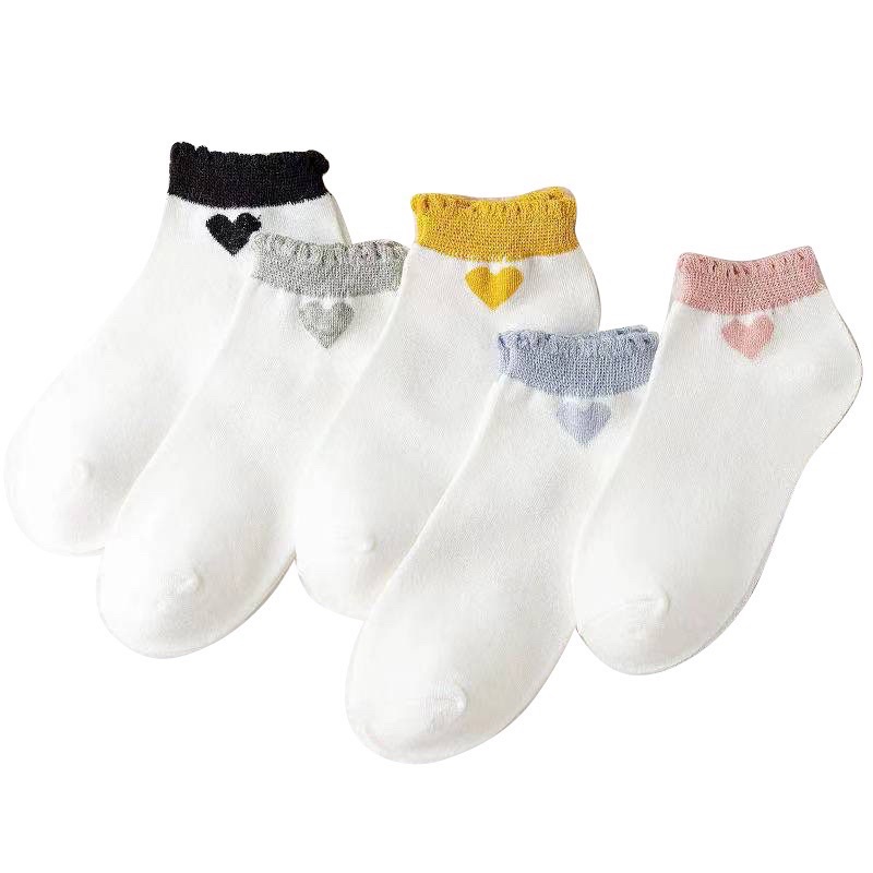 Tất vớ nữ cổ ngắn hình tim viền bèo