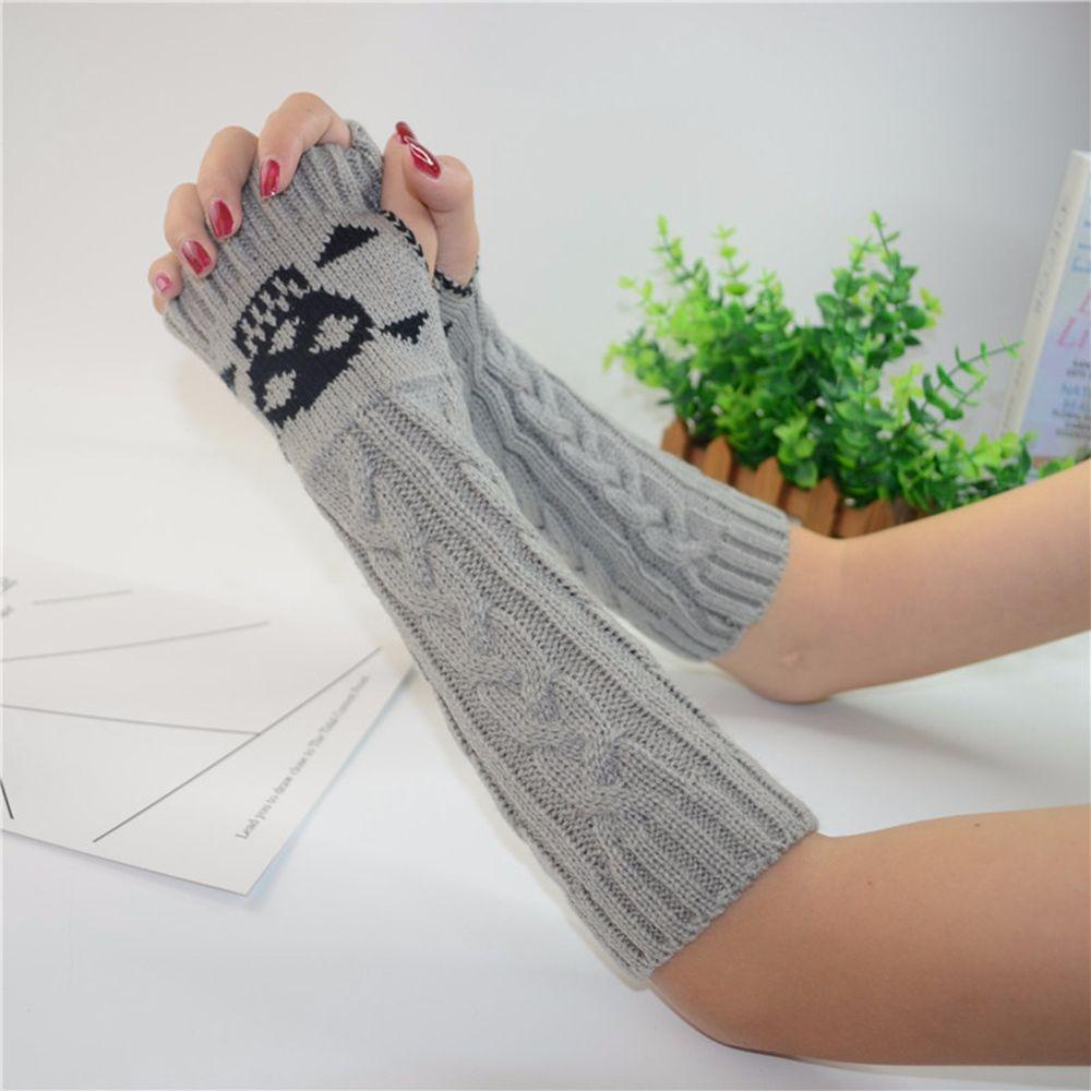 Găng Tay Hở Ngón Giữ Ấm Hình Bộ Xương Cá Tính Cho Nữ