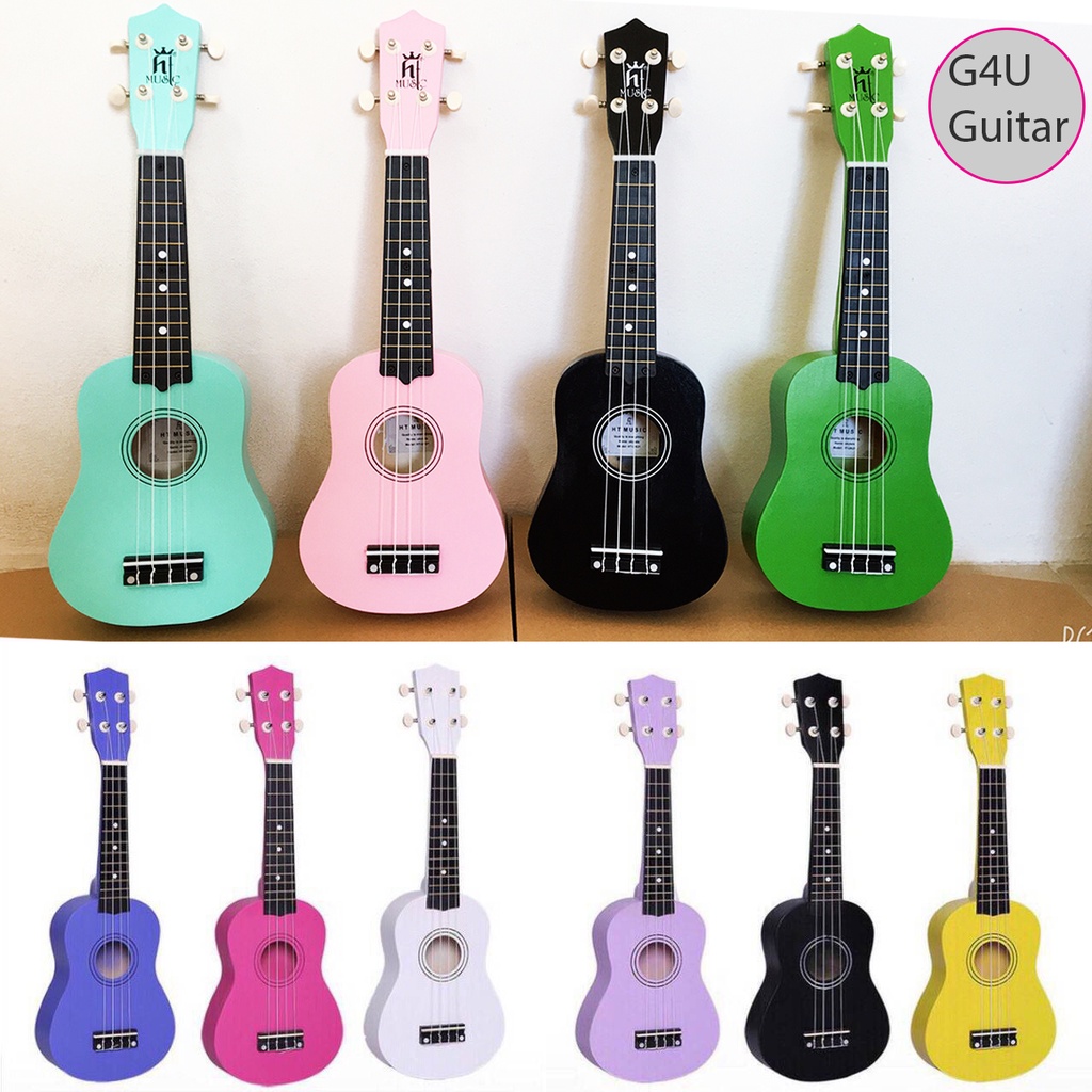 Đàn ukulele nhiều màu - Ukulele soprano 21 inch full gỗ, full phụ kiện