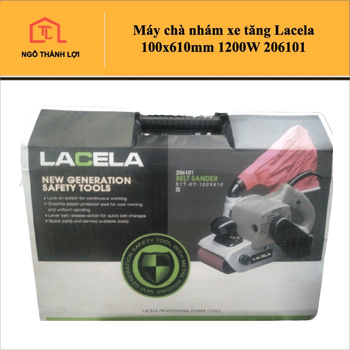 Máy chà nhám xe tăng Lacela 100x610mm 1200W 206101 - Máy chà nhám băng Lacela