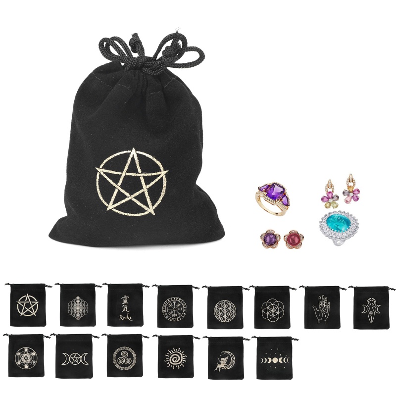 Aoto Túi Đựng Trang Sức Bằng Vải Nhung Có Dây Rút Cho Trang Sức Vòng Cổ Nhẫn Bông Tai Bé Tắm