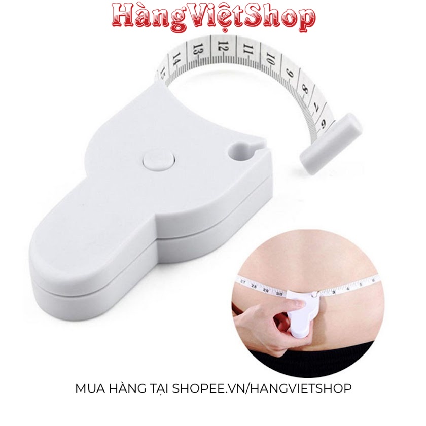 Thước đo eo vòng bụng, thước dây đo eo 3 vòng may quần áo đo chiều cao cơ thể tự động cuộn 1.5 mét