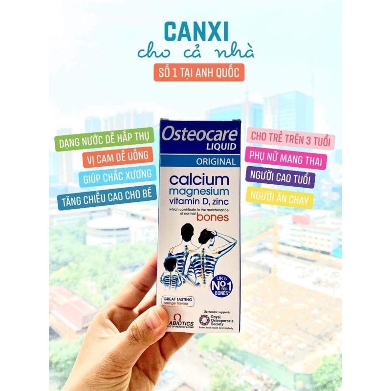Canxi nước Osteocare liquid 200ml chính hãng Vitabiotics Anh thơm ngon dễ hấp thụ cho bé trên 3 tuổi và mẹ bầu khoẻ