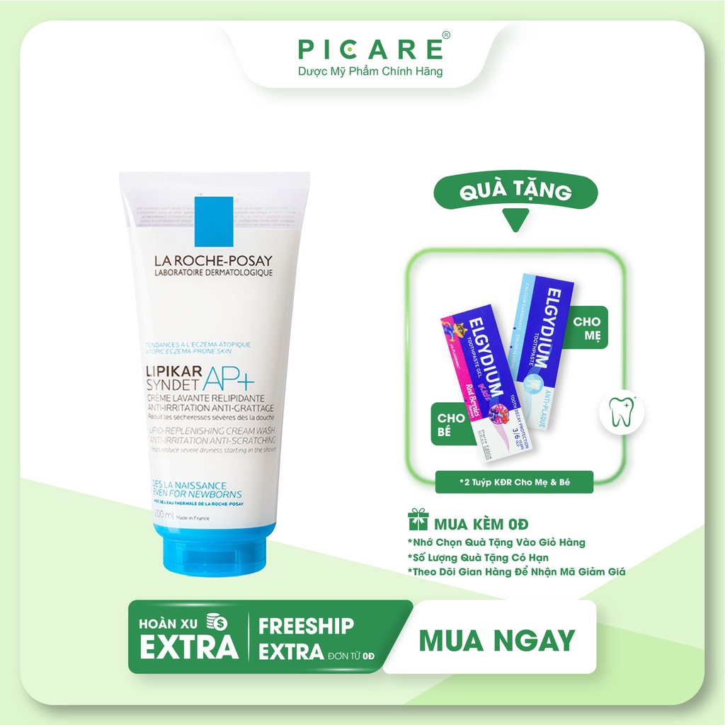 Sữa rửa mặt và tắm cho da khô đến rất khô La Roche Posay Lipikar Syndet AP+ 200ml