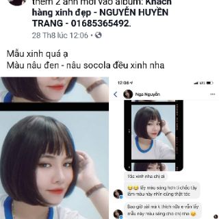 Bộ tóc giả cả đầu ngắn nâu socola