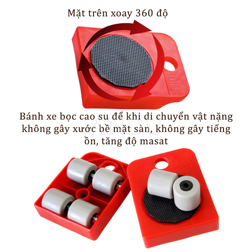 Bộ dụng cụ di chuyển đồ đạc nặng cân thông minh, dụng cụ nâng và di chuyển đồ đạc siêu tiện ích