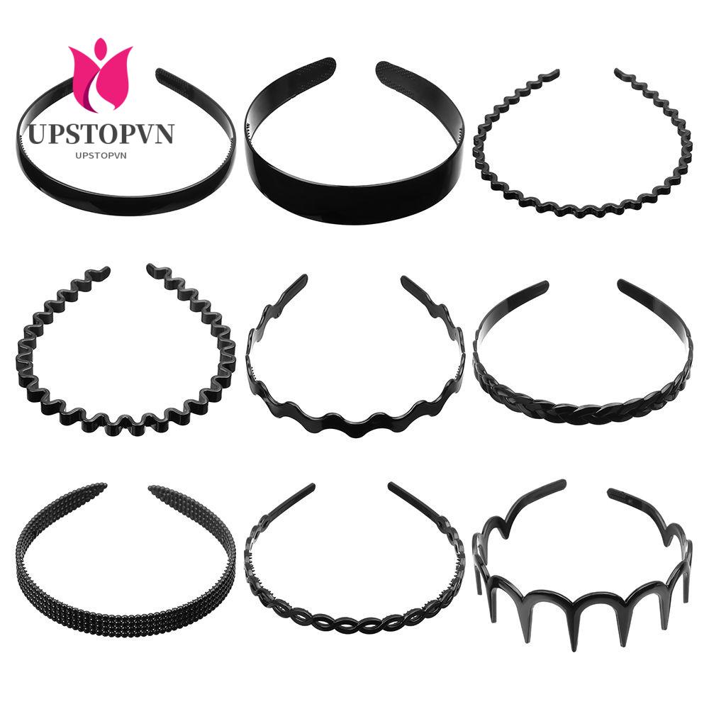 Băng đô cài tóc màu đen gợn sóng thời trang cho nam và nữ