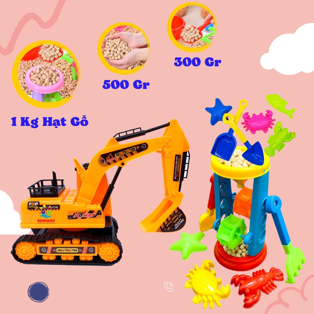 Đồ Chơi Du Lịch Bãi Biển Guồng Quay Hạt Gỗ Hạt Cát Hạt Muồng Cho Bé Thỏa Sức Vui Chơi Xúc Cát Bãi Biển