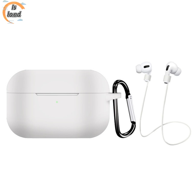Vỏ Bảo Vệ Hộp Sạc Tai Nghe AirPods Pro Bằng Silicon Mềm + Vòng Đỡ + Dây Chống Rơi Chống Mất
