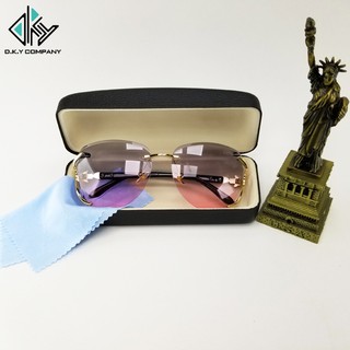 Mắt kính nữ ốc tròng Polaroid không viền đẹp màu hồng mận - Dòng cao cấp _ mắt kính nữ mẫu mới