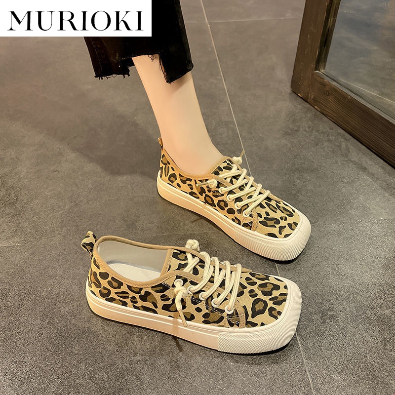 MURIOKI Women's leopard print canvas slip-on shoes