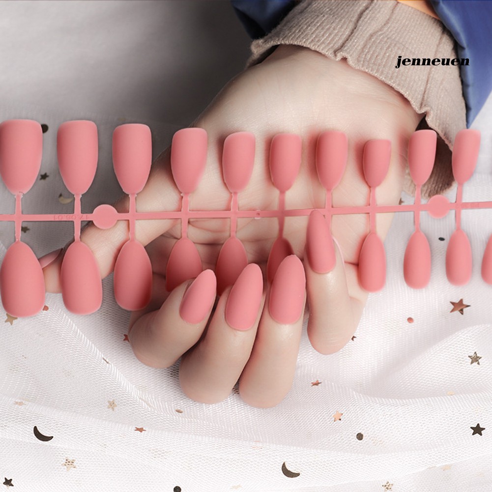 Set 24 Móng Tay Giả Trang Trí Bắt Mắt Với 15 Màu Khác Nhau