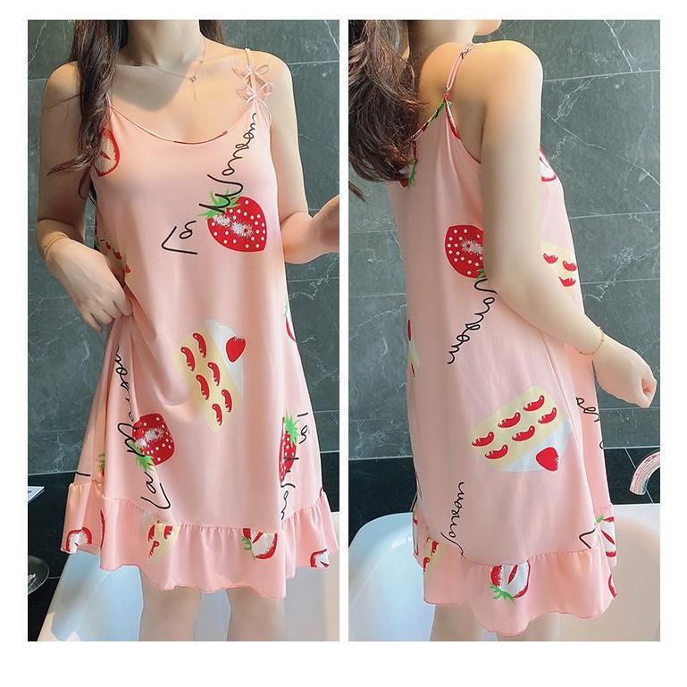 váy mặc nhà, váy ngủ đuôi cá hình dâu xinh Vn41