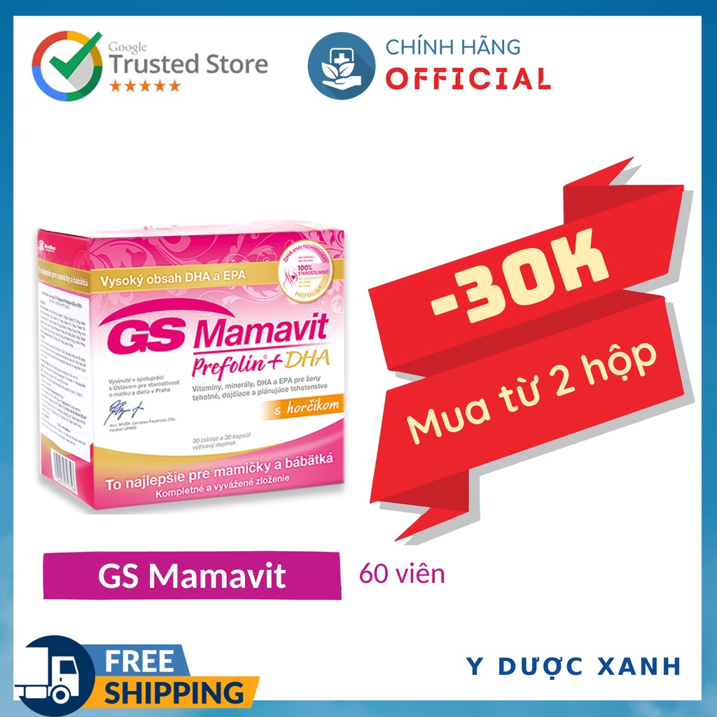 Mua [Chính Hãng] GS MAMAVIT,60 viên, Vitamin tổng hợp &amp; DHA cho bà bầu, mang thai, sau sinh - Y Dược Xanh