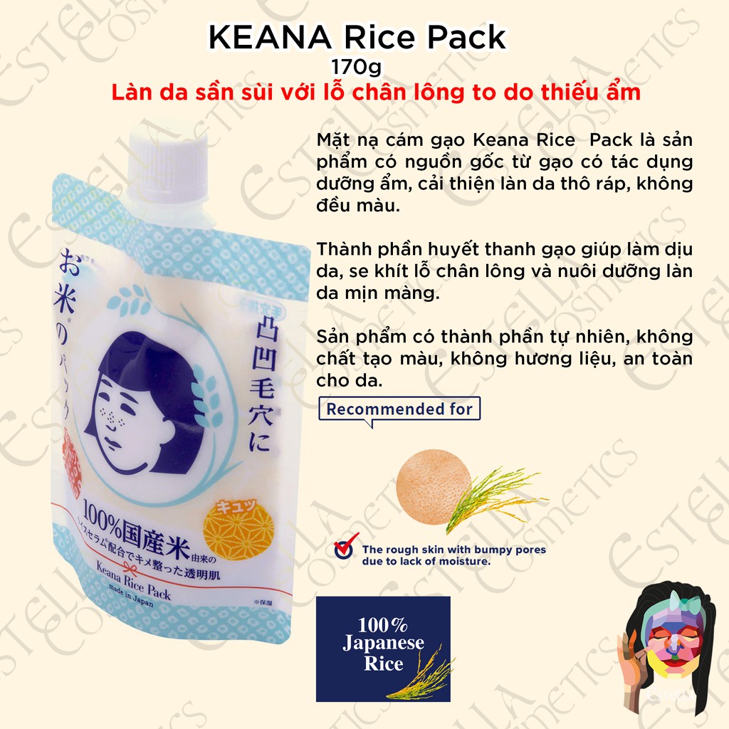 Mặt Nạ Cám Gạo Dạng Thoa Keana Rice Pack 170g