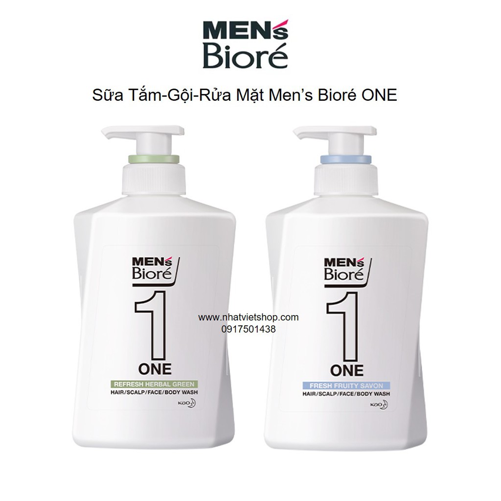 Sữa Tắm - Gội - Rửa Mặt Men's Biore One 480ml