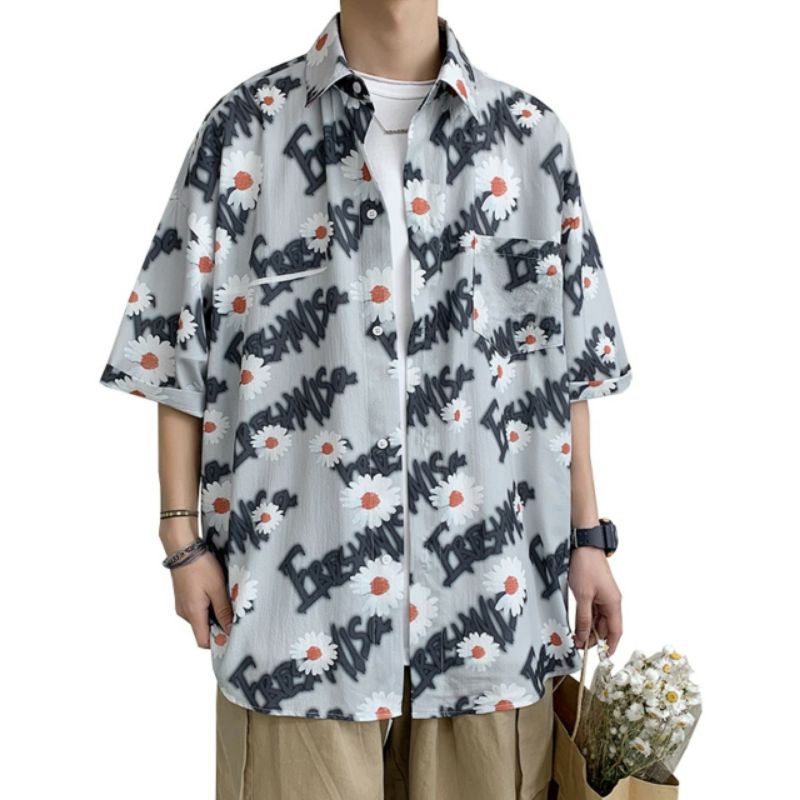 Áo Sơ Mi Tay Ngắn Unisex Cổ Bẻ Phông Cách Hàn Quốc Freesize