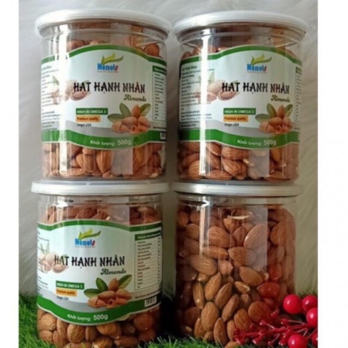 Hạt dinh dưỡng - Hạnh nhân tự nhiên (đã sấy tách vỏ) - Hộp 500g - Hỗ trợ tim mạch, Ngăn ngừa ung thư, chống viêm..