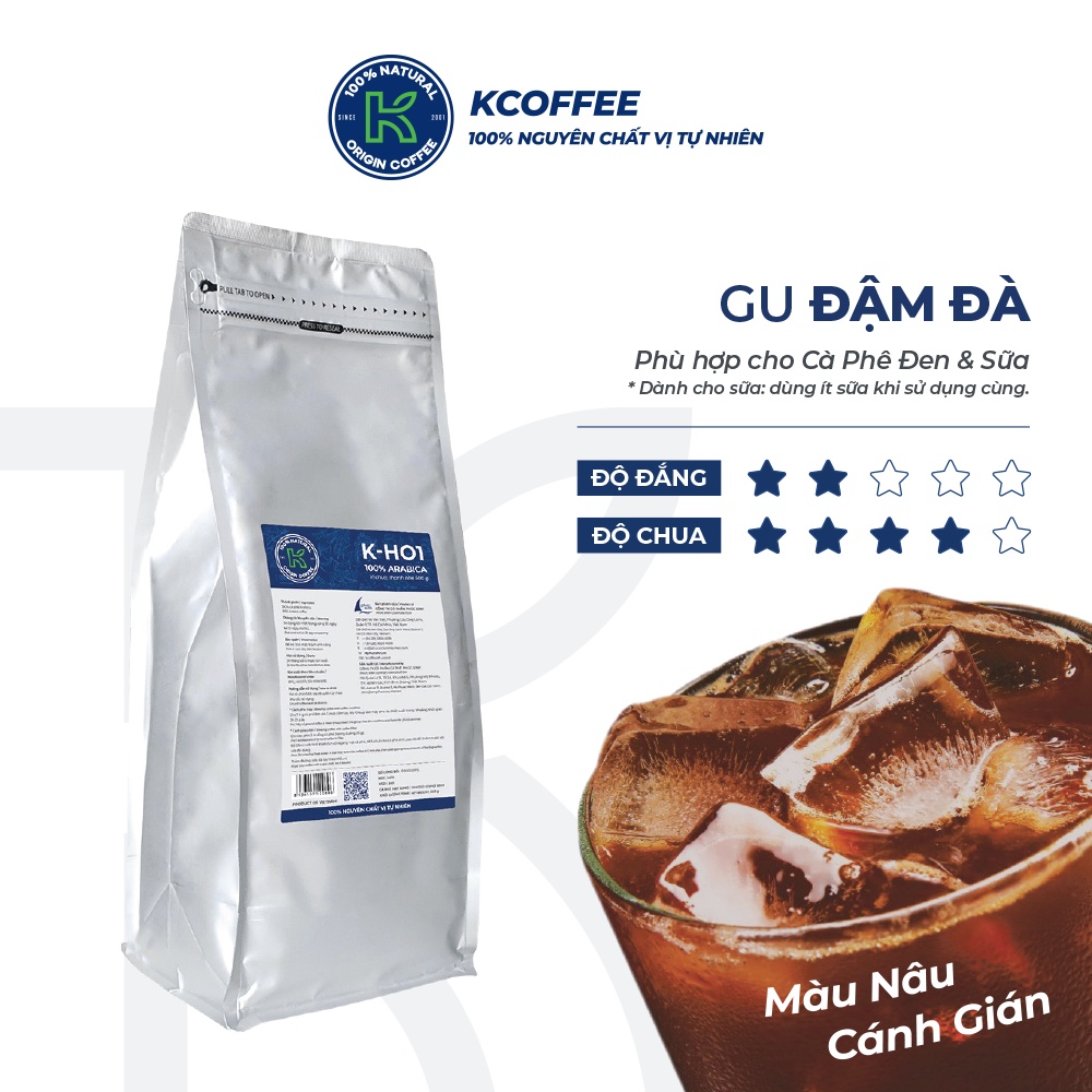 Cà phê Arabica nguyên chất xuất khẩu KHO1 500g thương hiệu KCOFFEE
