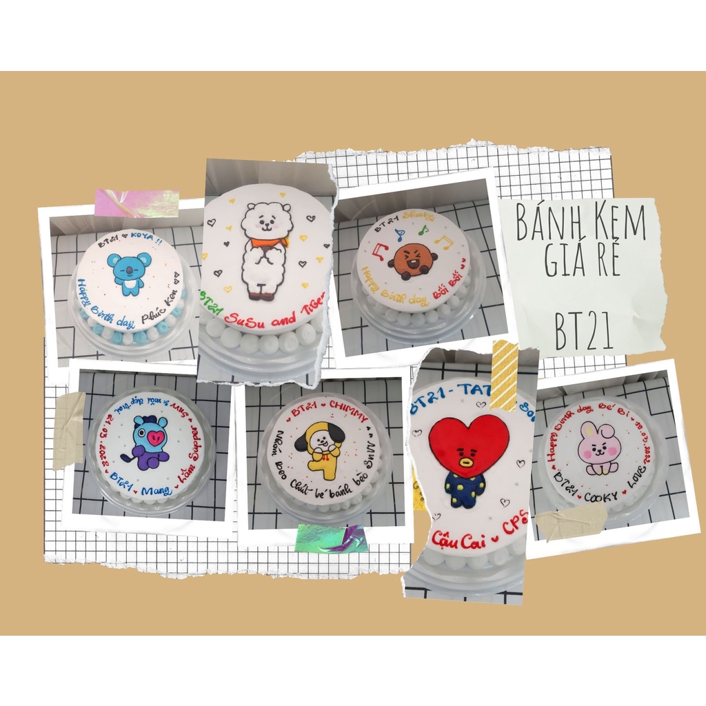 Bánh kem sinh nhật BT21 giá rẻ (Quý khách vui lòng đặt trước 1 ngày)