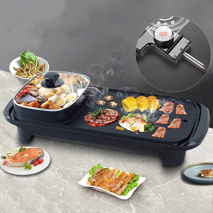 Bếp lẩu nướng BBQ đa năng - Nồi nướng lẩu 2 ngăn