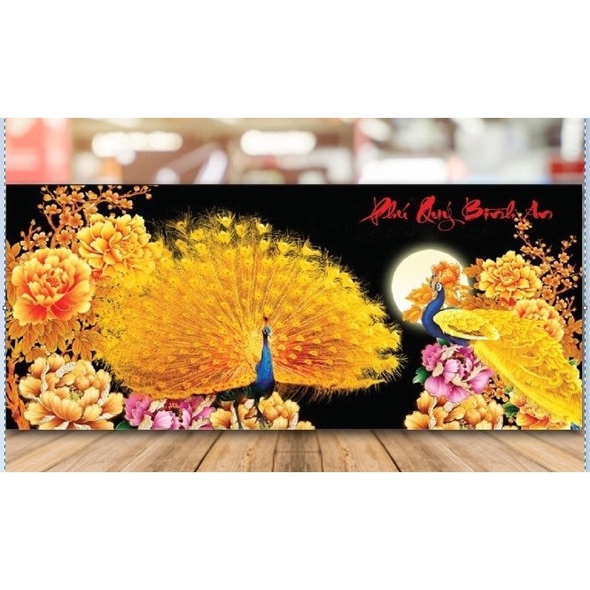 Tranh thêu phú quý bình an kt 89X43 cm