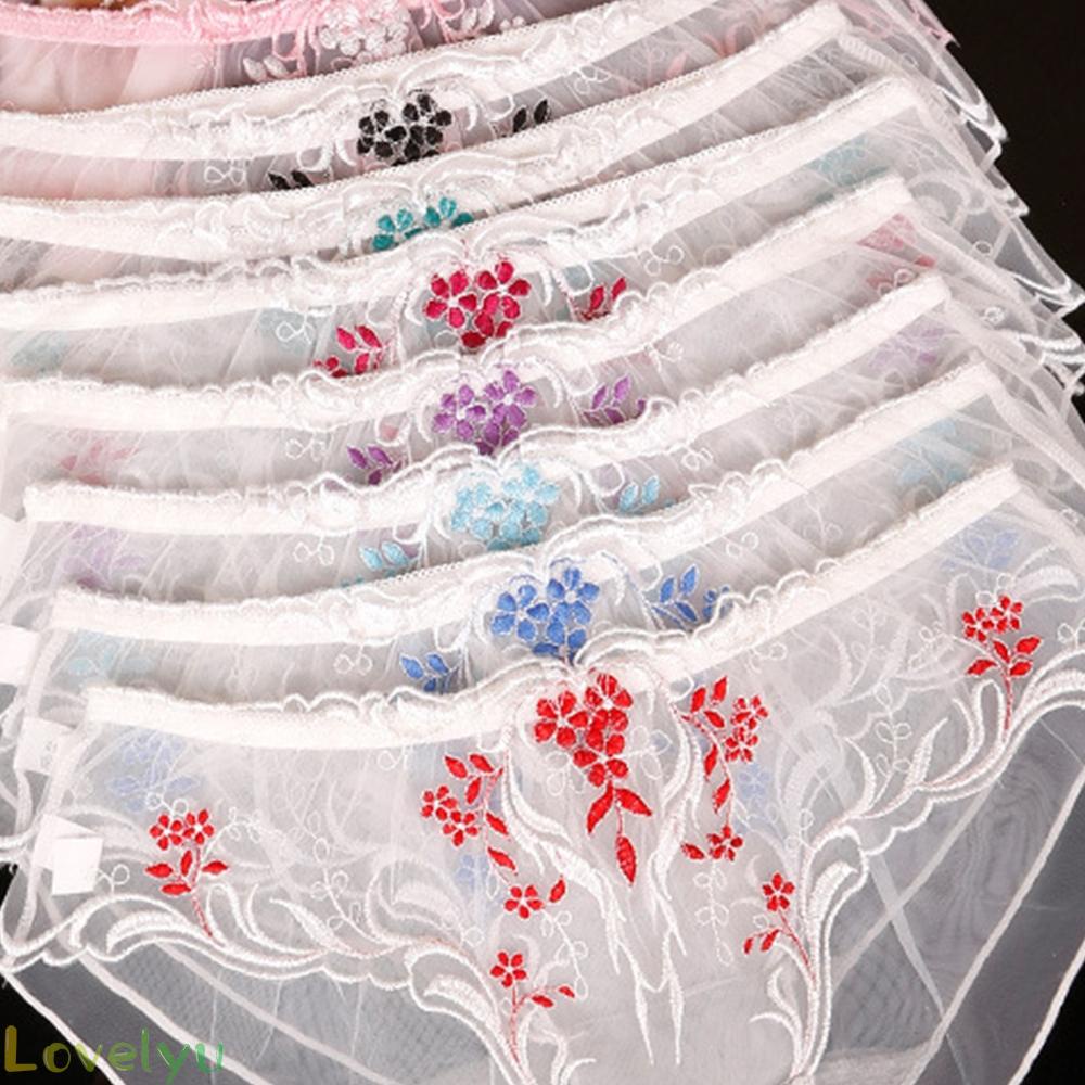 Women Briefs M-XL Polyamide Seamless Comfortable Embroidered Lace Trimmed