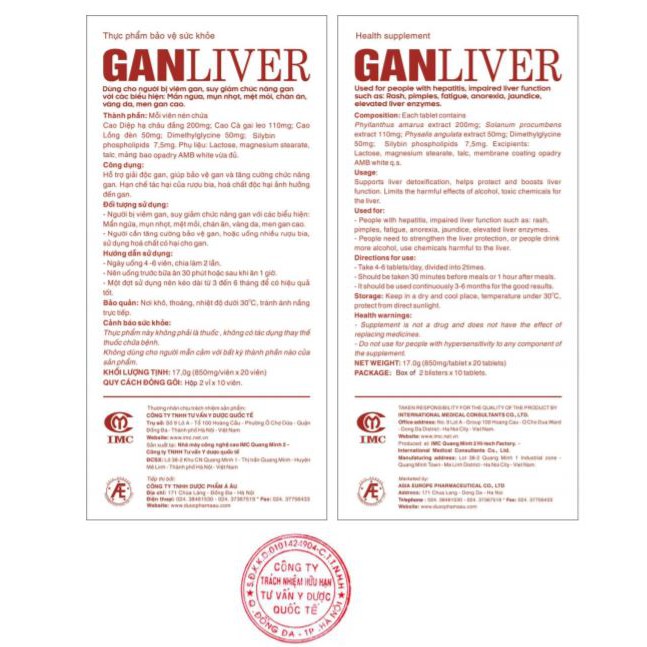 [MUA 6 TẶNG 1] Ganliver 20 viên - Dùng cho người bị viêm gan, suy giảm chức năng gan