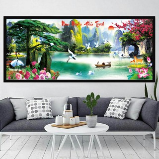 Tranh đính đá Phong Cảnh Non Nước Hữu Tình VS350 - Kích Thước 160x69cm