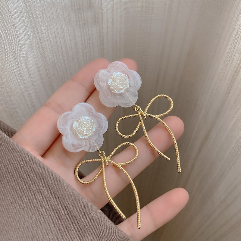 Bông Tai Bạc 925 Bằng acrylic Phong Cách vintage Hàn Quốc Cho Nữ